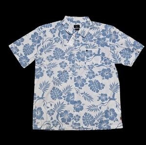 Quicksilver Hawaiian Button Down Floral Large Regular Fit NWT